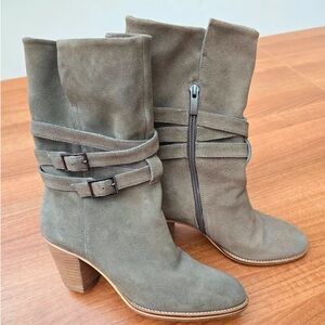 Elegant Taupe Suede Heeled Boots